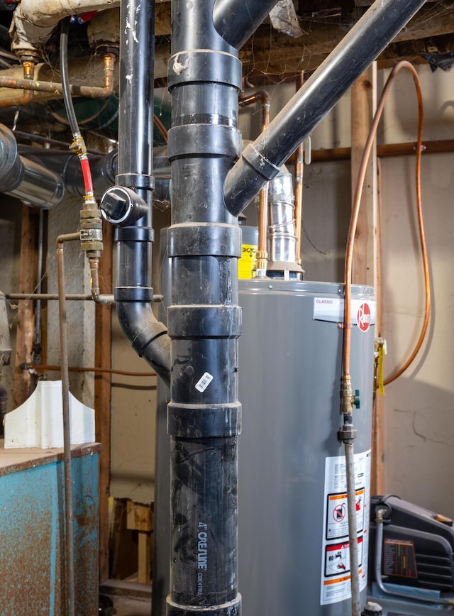 utility room featuring water heater