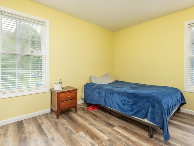 bedroom with hardwood / wood-style flooring