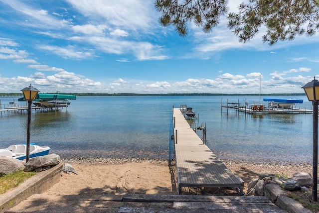 dock area featuring a water view