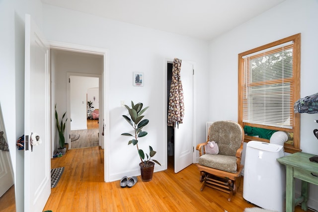 living area featuring light wood-type flooring