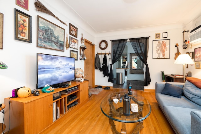 living room with light hardwood / wood-style flooring