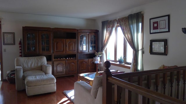 living room featuring dark hardwood / wood-style floors