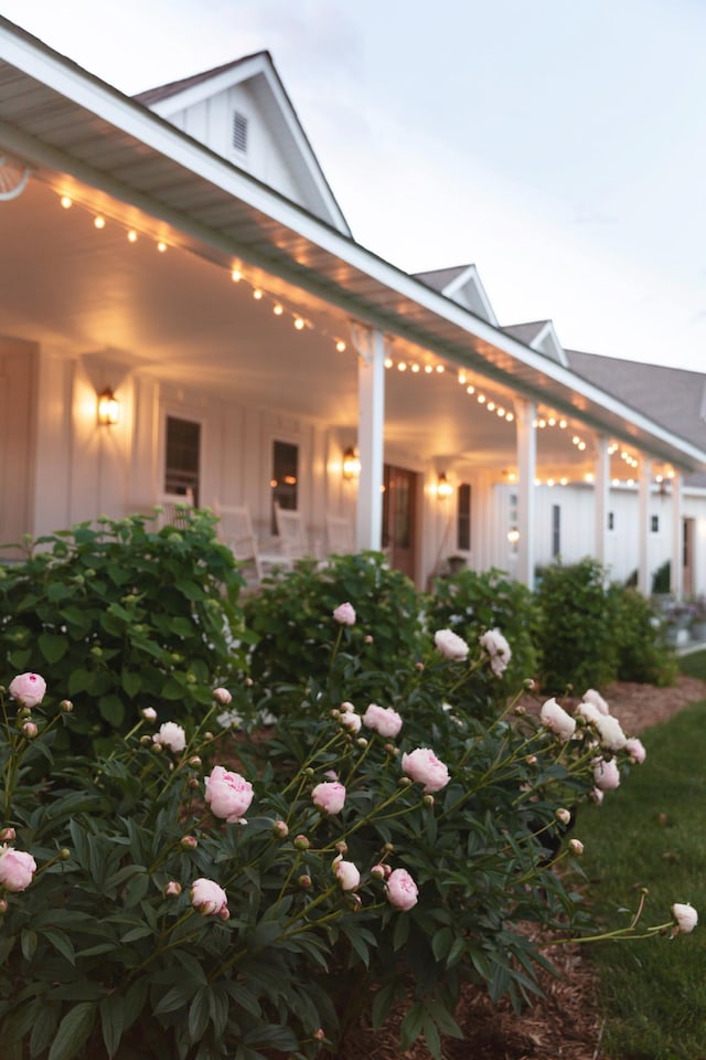 view of property exterior at dusk