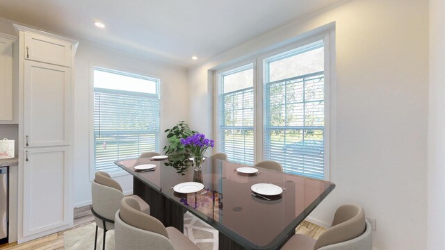 dining room with light hardwood / wood-style floors