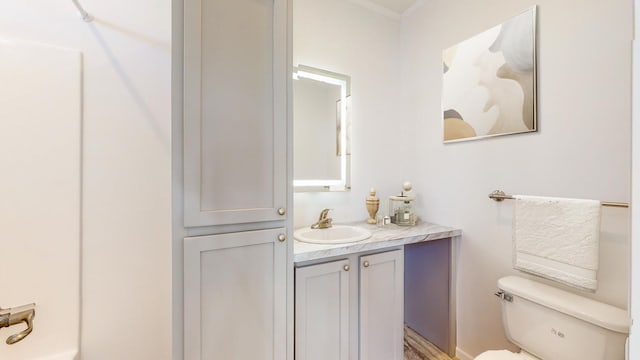 bathroom featuring vanity and toilet