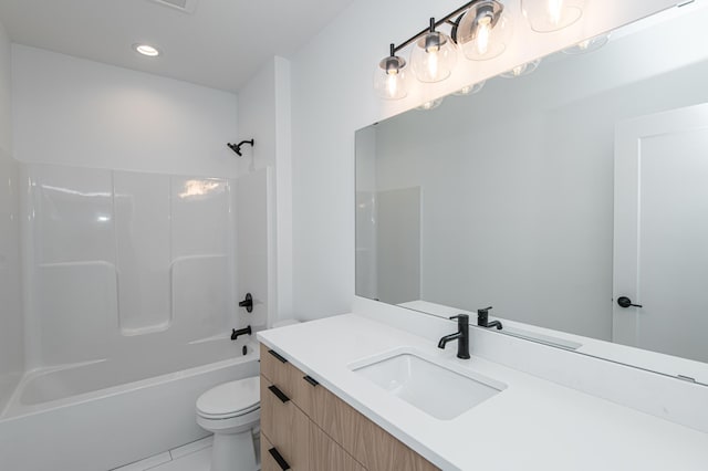 2811 Wildflower Ln SW, Rochester, MN 55902 - full bath with recessed lighting, tile patterned floors, shower / washtub combination, toilet, and vanity