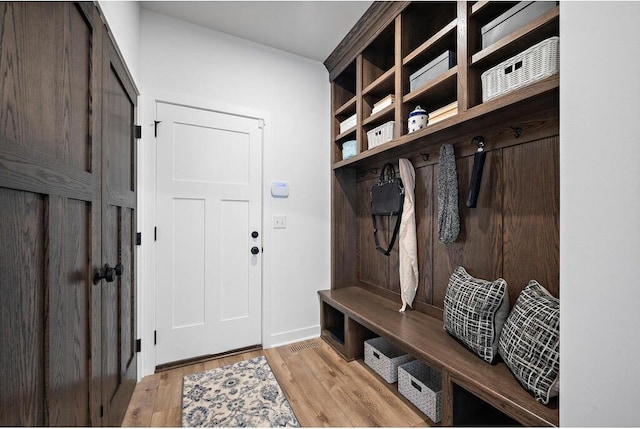 mudroom featuring light wood-type flooring