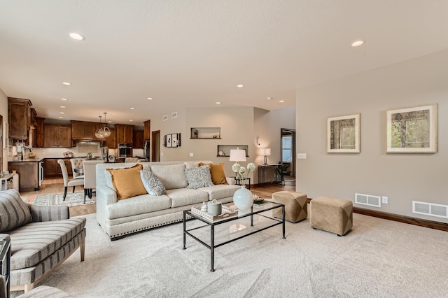 living room with sink