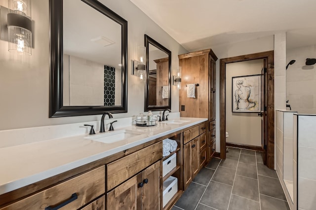 bathroom featuring tile patterned floors and vanity