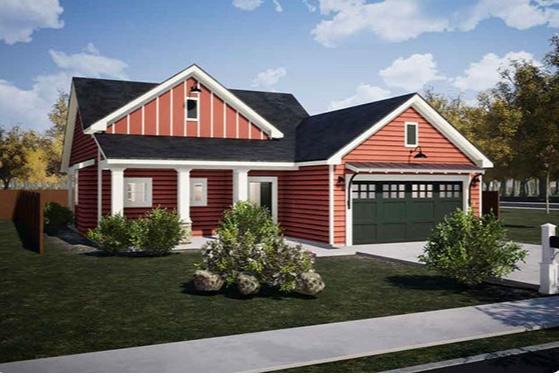 view of front of house with a front yard and a garage