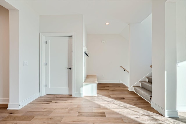 interior space with light hardwood / wood-style flooring