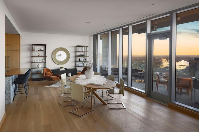 interior space featuring hardwood / wood-style floors and floor to ceiling windows