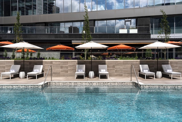 view of pool featuring a patio area