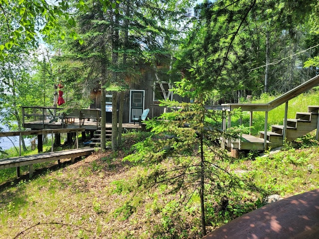 view of yard featuring a deck