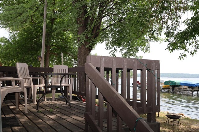 deck with a water view