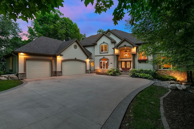 view of front facade with a garage