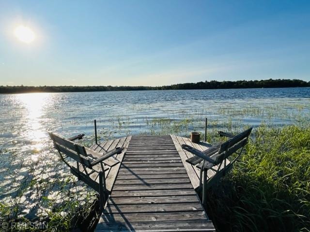 view of dock featuring a water view