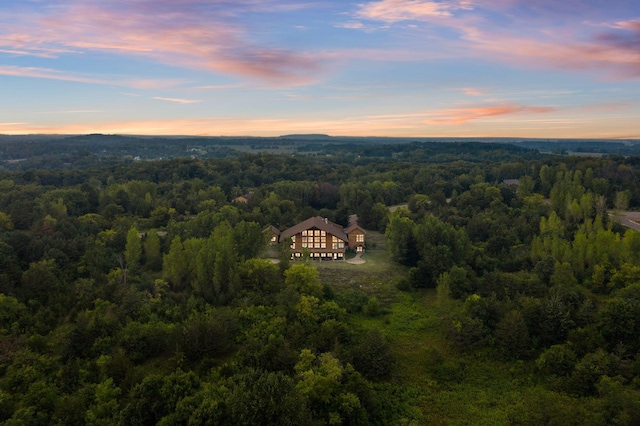 view of aerial view at dusk