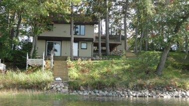 back of house with a water view