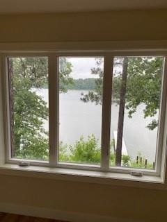 doorway featuring a water view