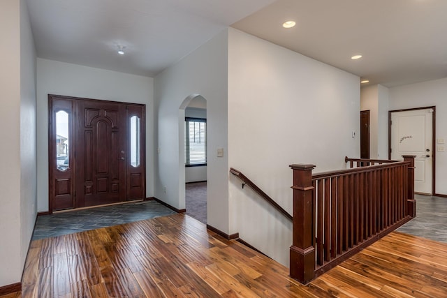 foyer entrance featuring hardwood / wood-style floors