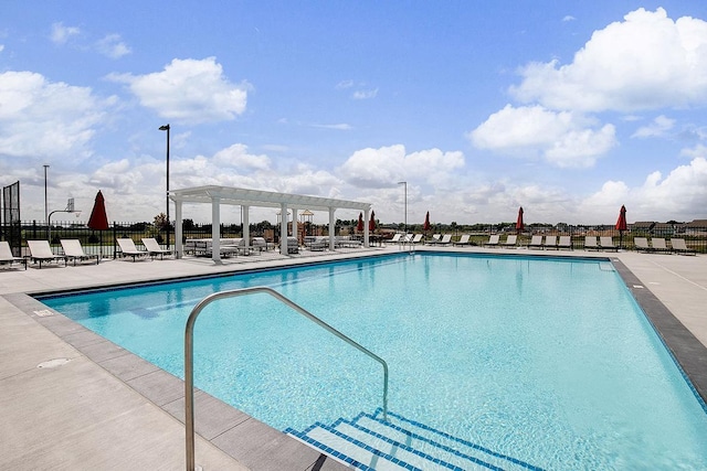 view of pool featuring a pergola and a patio area