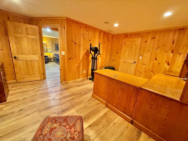 29724 387th St, Waubun, MN 56589 - bar area featuring wooden walls, light wood-type flooring, and recessed lighting