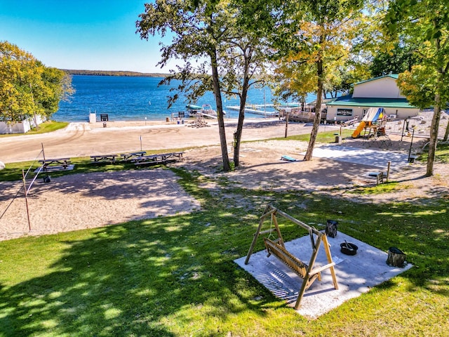 29724 387th St, Waubun, MN 56589 - view of green lawn featuring a playground and a water view