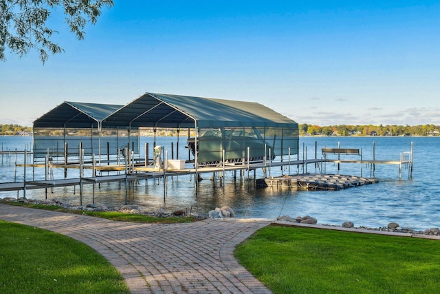 17950 Breezy Point Rd, Woodland, MN 55391 - dock area with boat lift and a water view