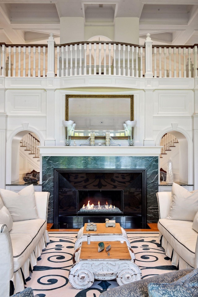 17950 Breezy Point Rd, Woodland, MN 55391 - living area featuring a fireplace
