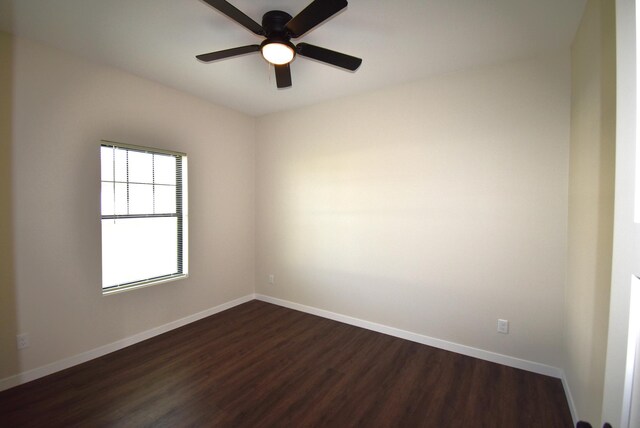 unfurnished room featuring wood-type flooring and ceiling fan