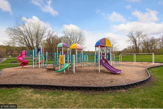 view of play area with a lawn