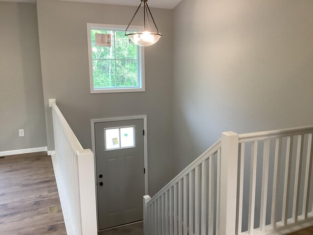 foyer entrance featuring hardwood / wood-style flooring