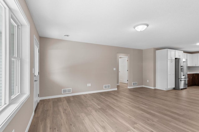 unfurnished living room with light hardwood / wood-style floors