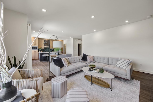 living room featuring light hardwood / wood-style floors