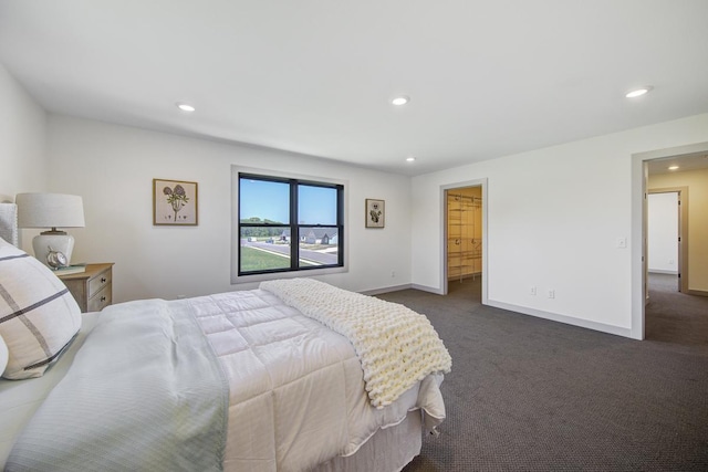 carpeted bedroom with ensuite bathroom