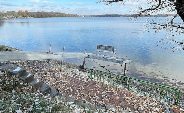 view of dock featuring a water view