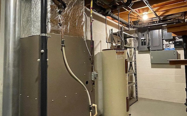 utility room featuring electric water heater