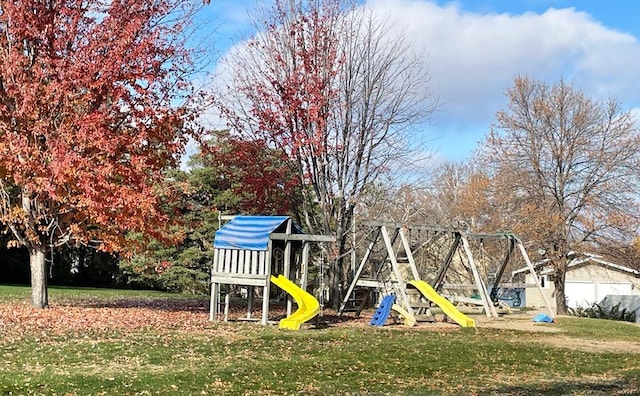 view of play area with a lawn