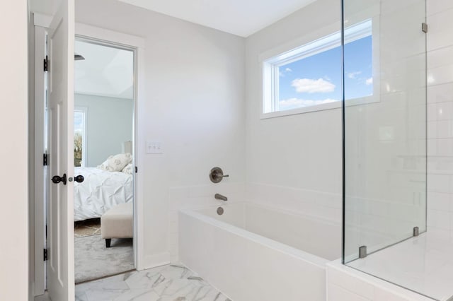 bathroom with separate shower and tub