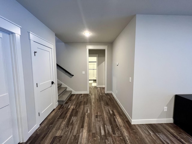 hall featuring dark hardwood / wood-style floors