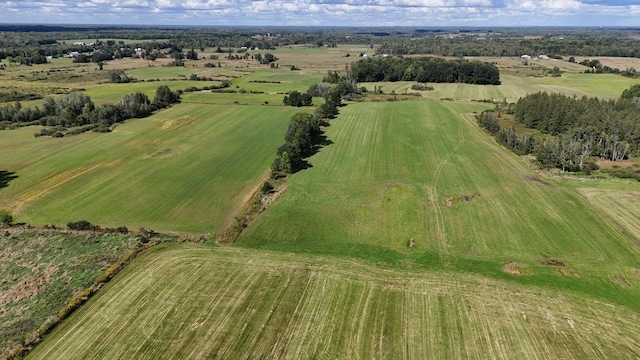 birds eye view of property featuring a rural view