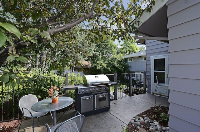 view of patio / terrace featuring an outdoor kitchen