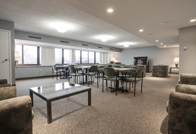 dining area with carpet