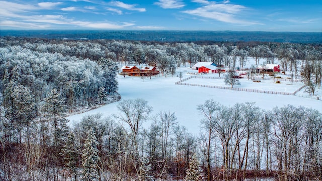 28419 220th St, Shevlin, MN 56676 - snowy aerial view with a forest view