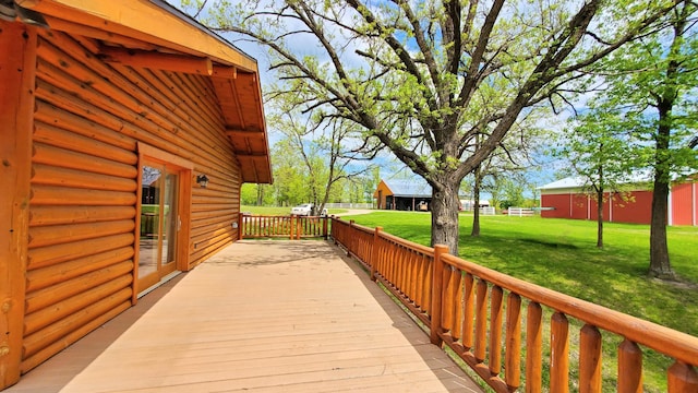 28419 220th St, Shevlin, MN 56676 - wooden deck featuring a yard