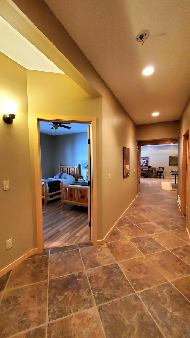 28419 220th St, Shevlin, MN 56676 - hall with baseboards, tile patterned floors, and recessed lighting
