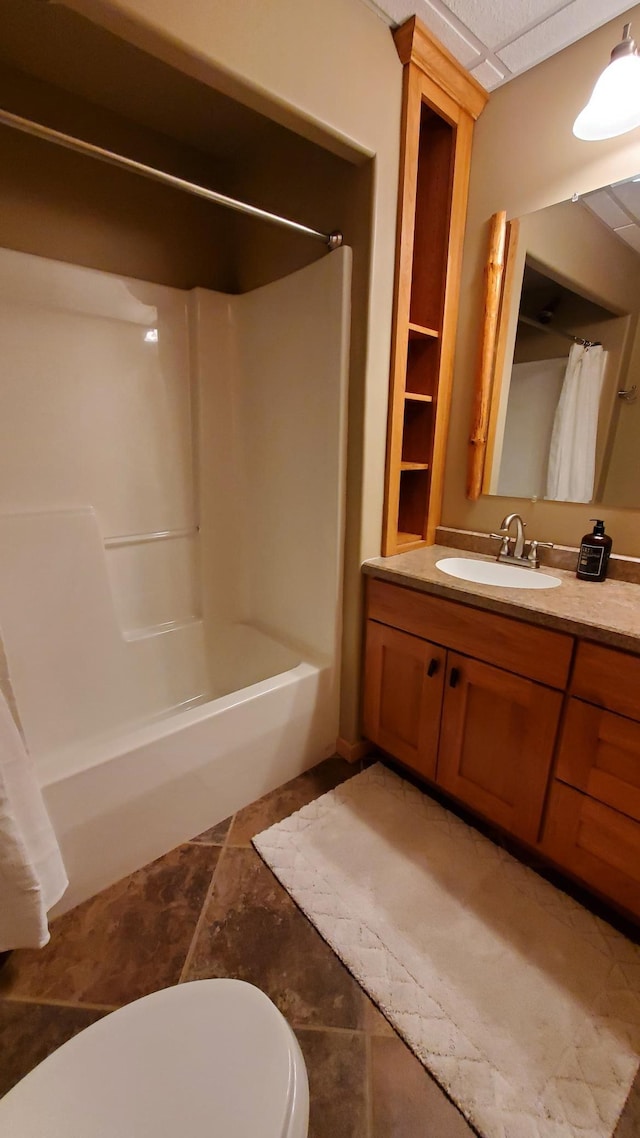 28419 220th St, Shevlin, MN 56676 - full bath featuring shower / bath combination with curtain, toilet, and vanity