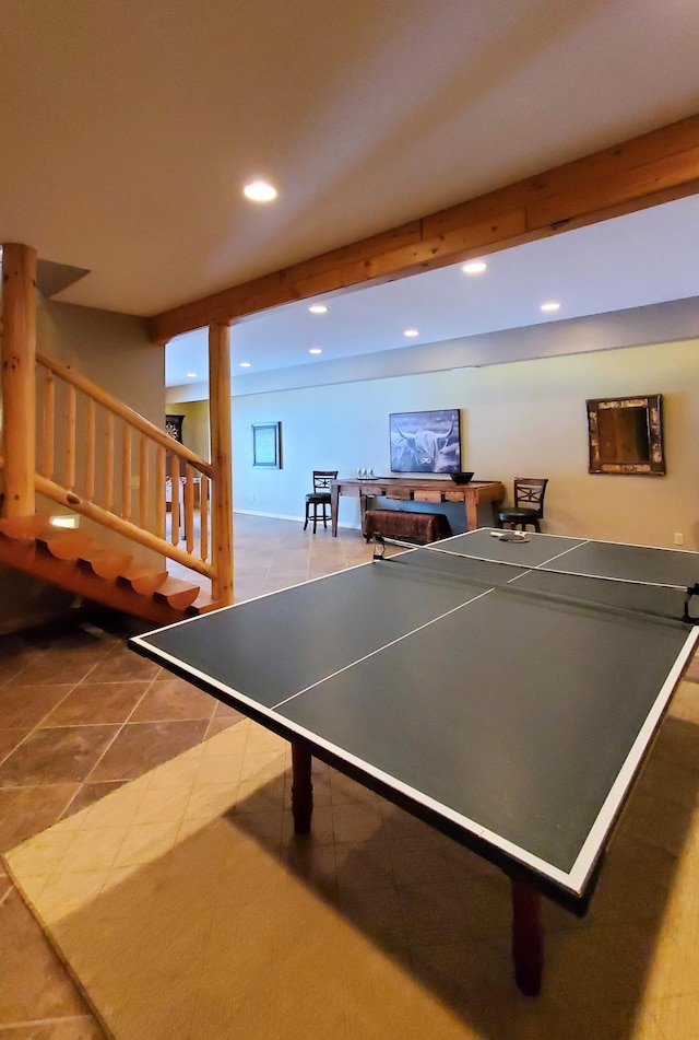 28419 220th St, Shevlin, MN 56676 - game room with recessed lighting and tile patterned flooring