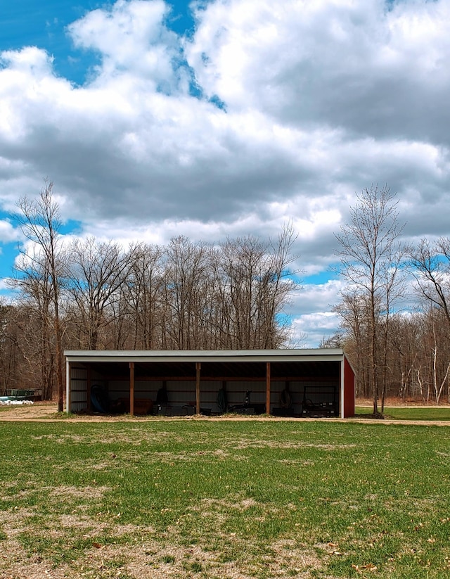 28419 220th St, Shevlin, MN 56676 - view of home's community featuring a pole building, a yard, and an outbuilding